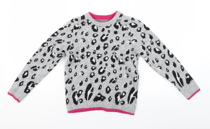 nutmg Girls Green Animal Print  Pullover Jumper Size 9-10 Years