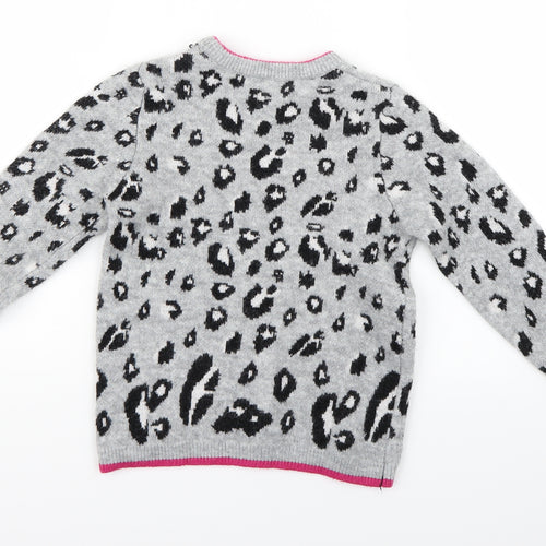 nutmg Girls Green Animal Print  Pullover Jumper Size 9-10 Years