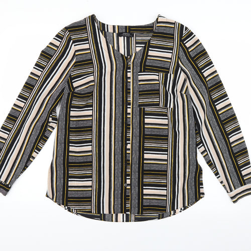 Papaya Womens Multicoloured Striped  Basic Button-Up Size 12