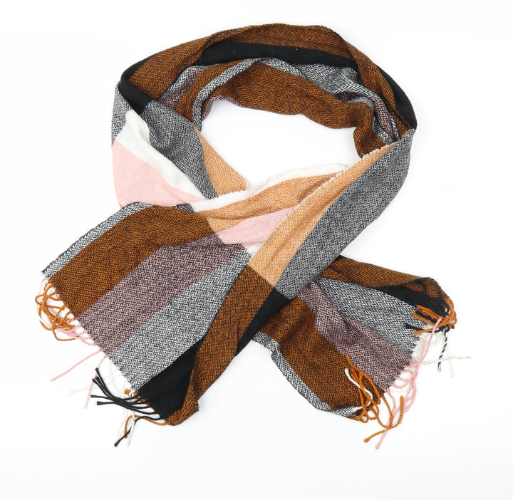 Preworn Unisex Brown Geometric Rectangle Scarf Scarf Size Regular