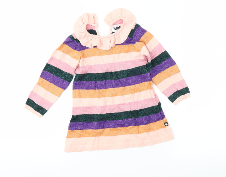 molo Girls Multicoloured Striped Knit A-Line  Size 9-12 Months