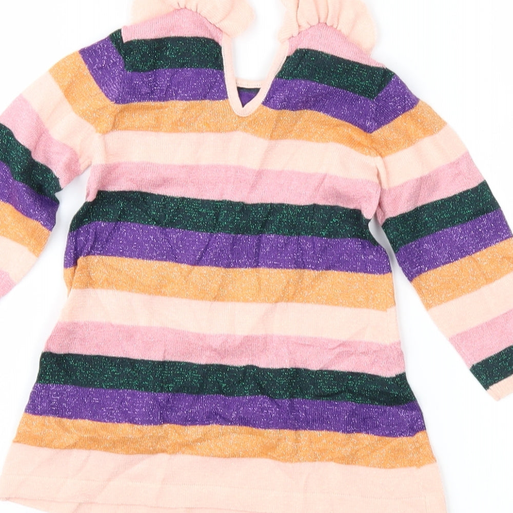 molo Girls Multicoloured Striped Knit A-Line  Size 9-12 Months