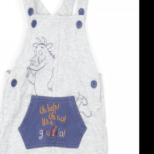 The Gruffalo Baby Grey Geometric Jacquard Dungaree One-Piece Size 3-6 Months  - The Gruffalo