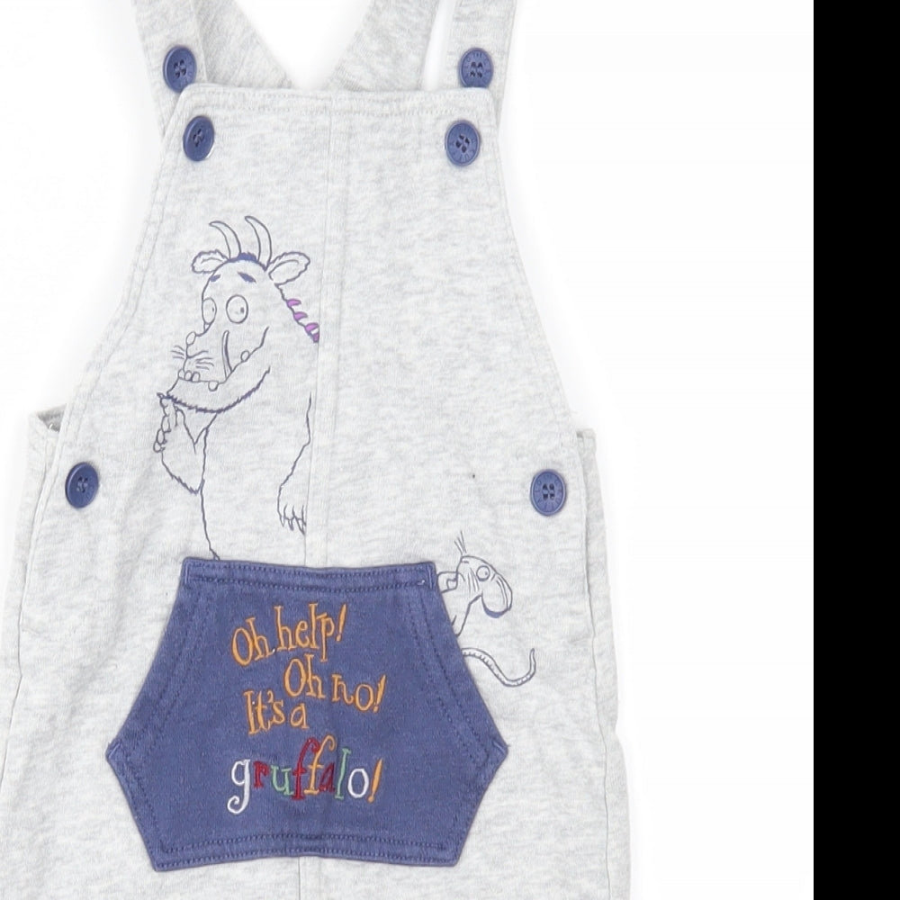 The Gruffalo Baby Grey Geometric Jacquard Dungaree One-Piece Size 3-6 Months  - The Gruffalo