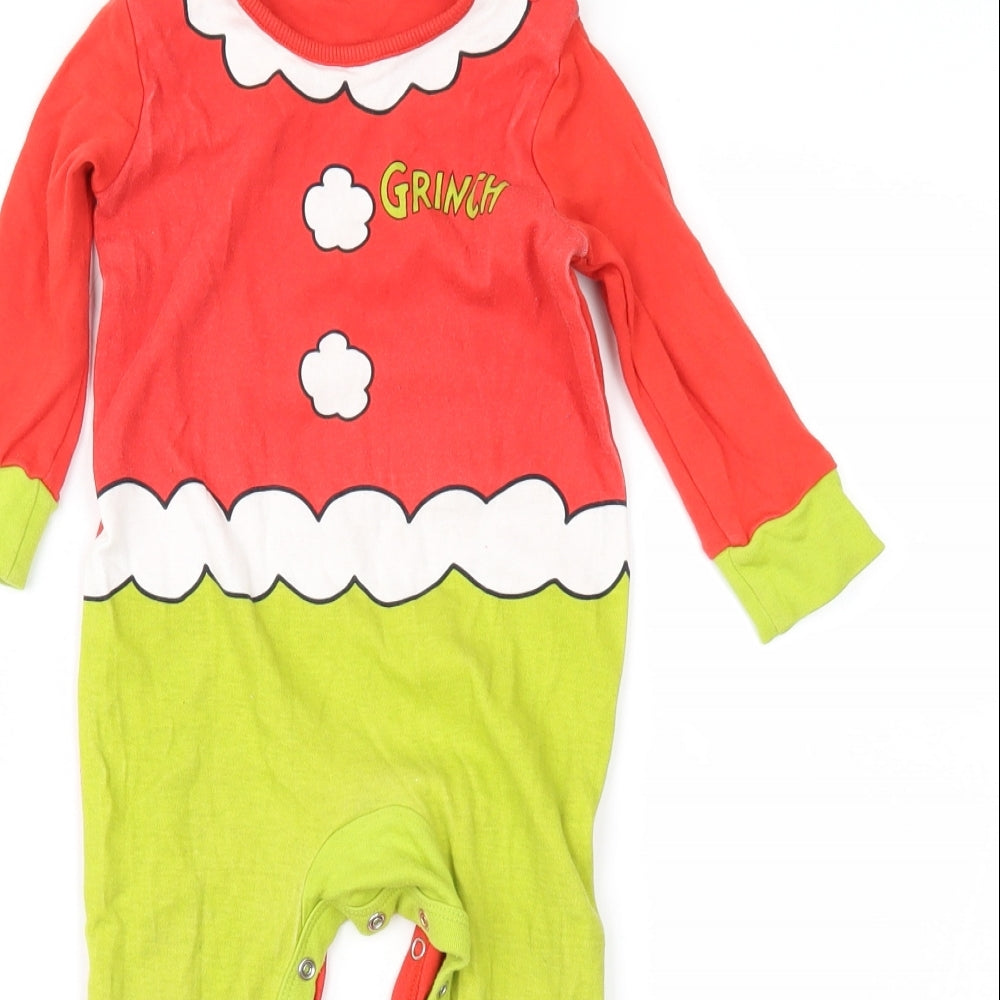 The Grinch Baby Red Geometric  Babygrow One-Piece Size 9-12 Months  - The Grinch