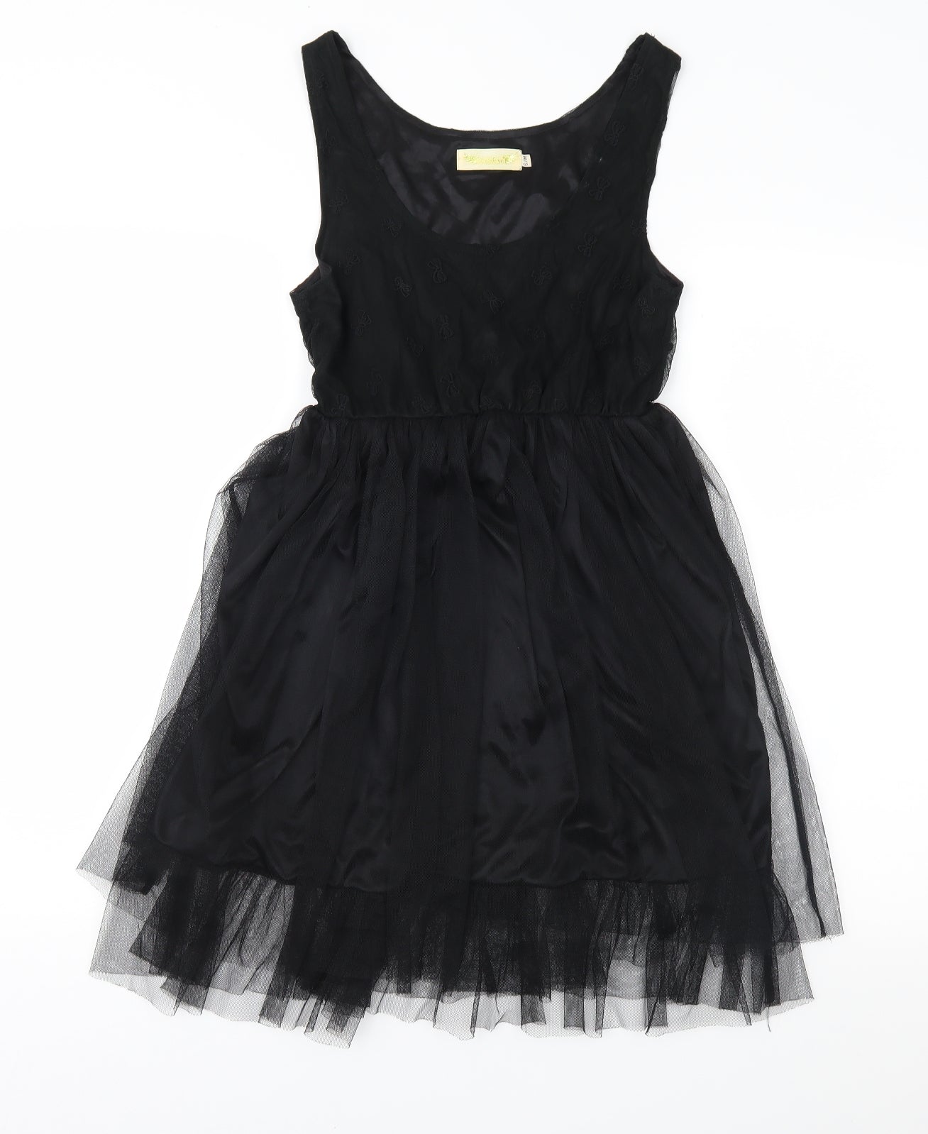 Angel Eye Womens Black Geometric Mesh Fit & Flare  Size S