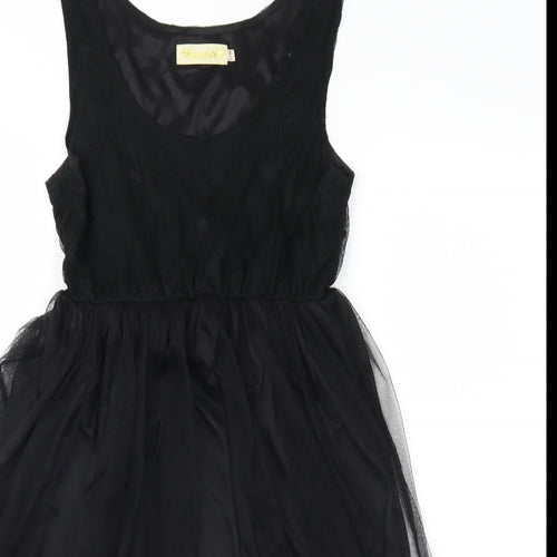 Angel Eye Womens Black Geometric Mesh Fit & Flare  Size S