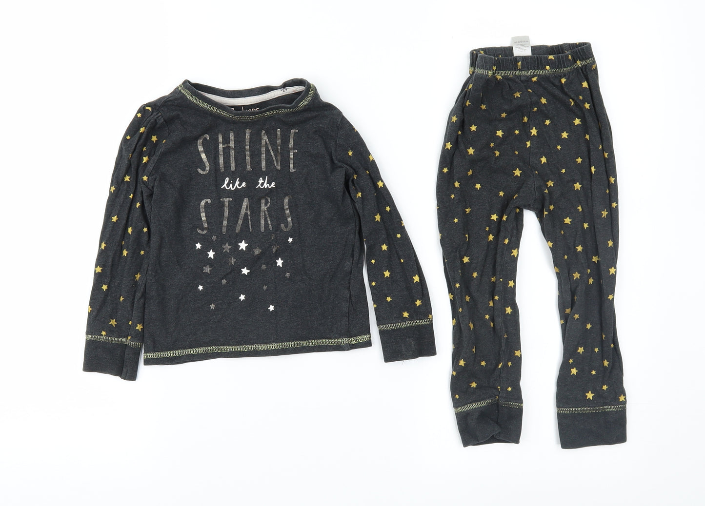 TU Girls Grey Geometric   Pyjama Set Size 2-3 Years