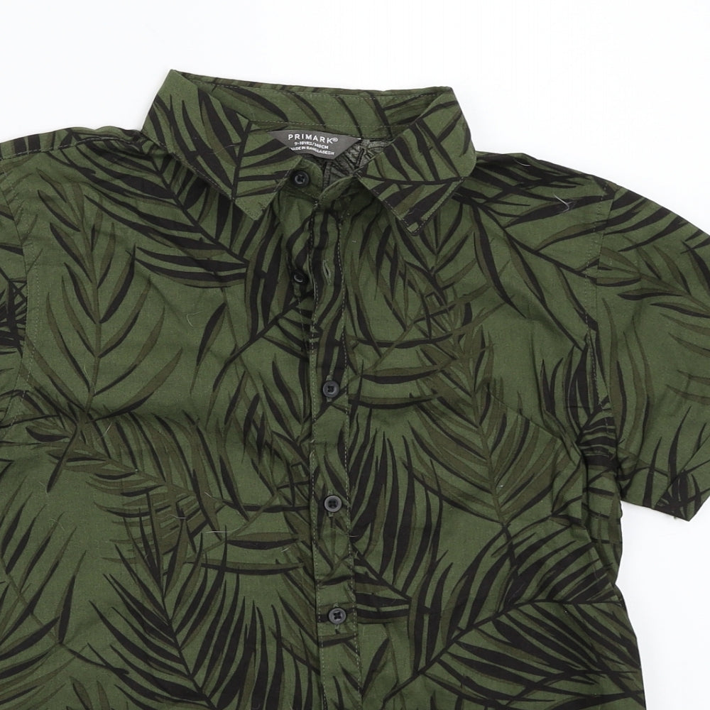 Primark Boys Green Floral  Basic Button-Up Size 9-10 Years