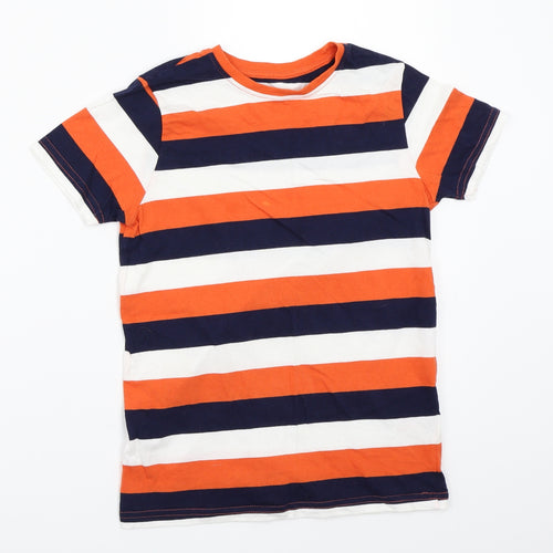 Primark Boys White Striped  Basic T-Shirt Size 9-10 Years