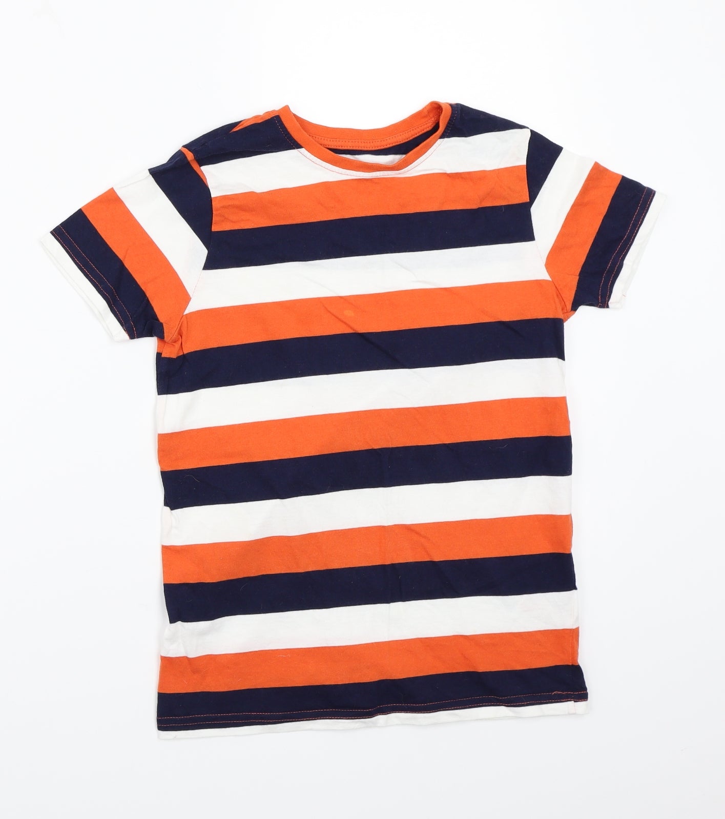 Primark Boys White Striped  Basic T-Shirt Size 9-10 Years