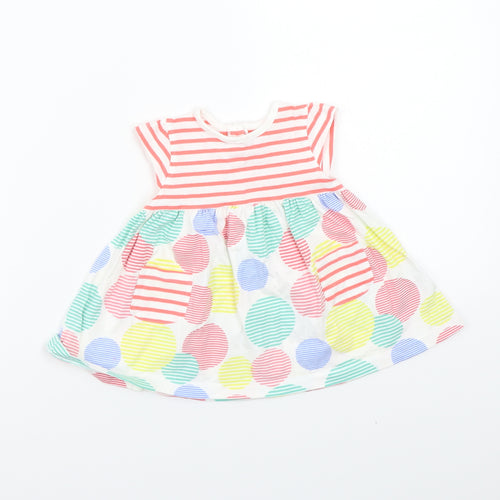 Mothercare Girls White Striped  Basic T-Shirt Size 3-6 Months