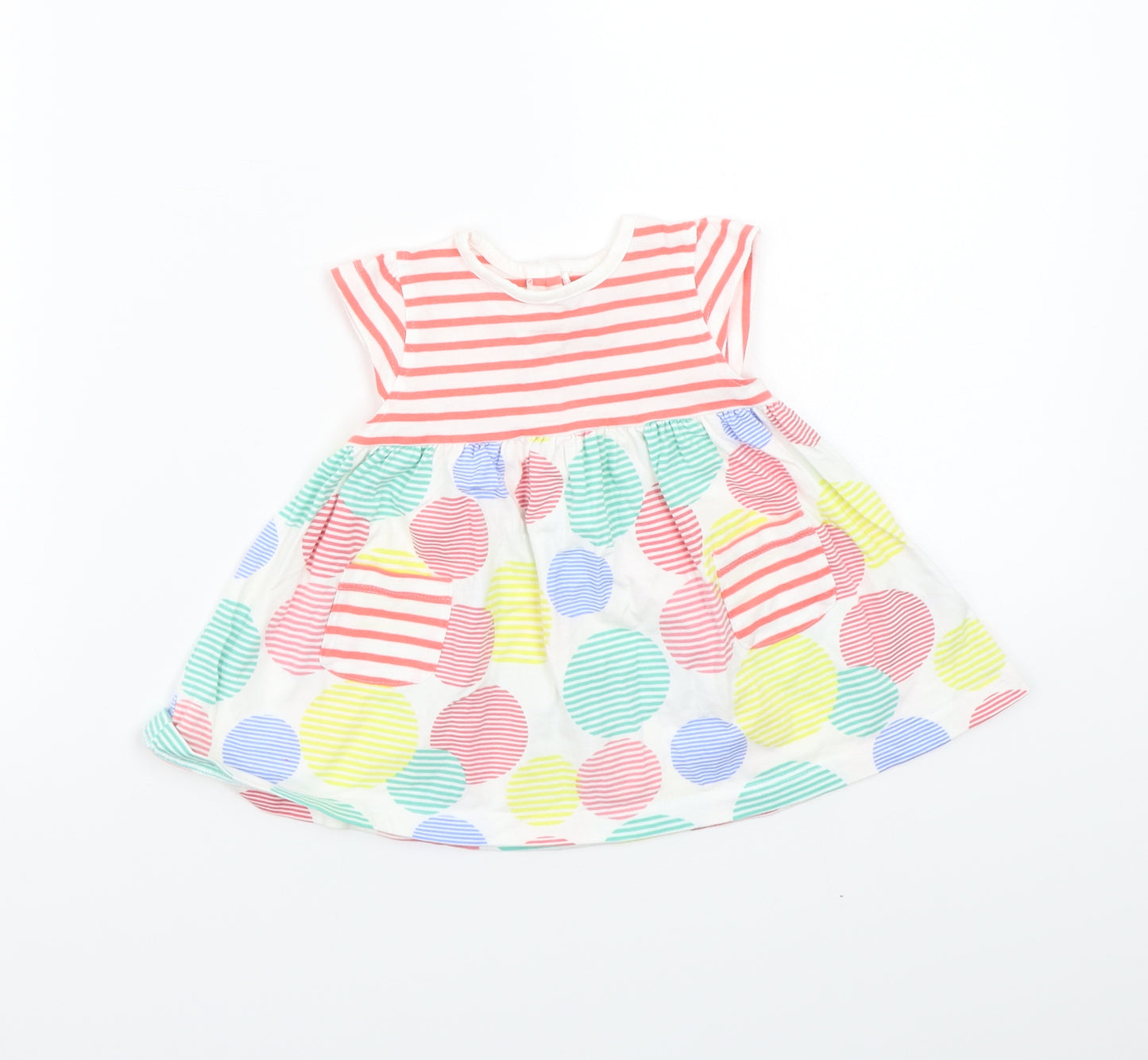 Mothercare Girls White Striped  Basic T-Shirt Size 3-6 Months