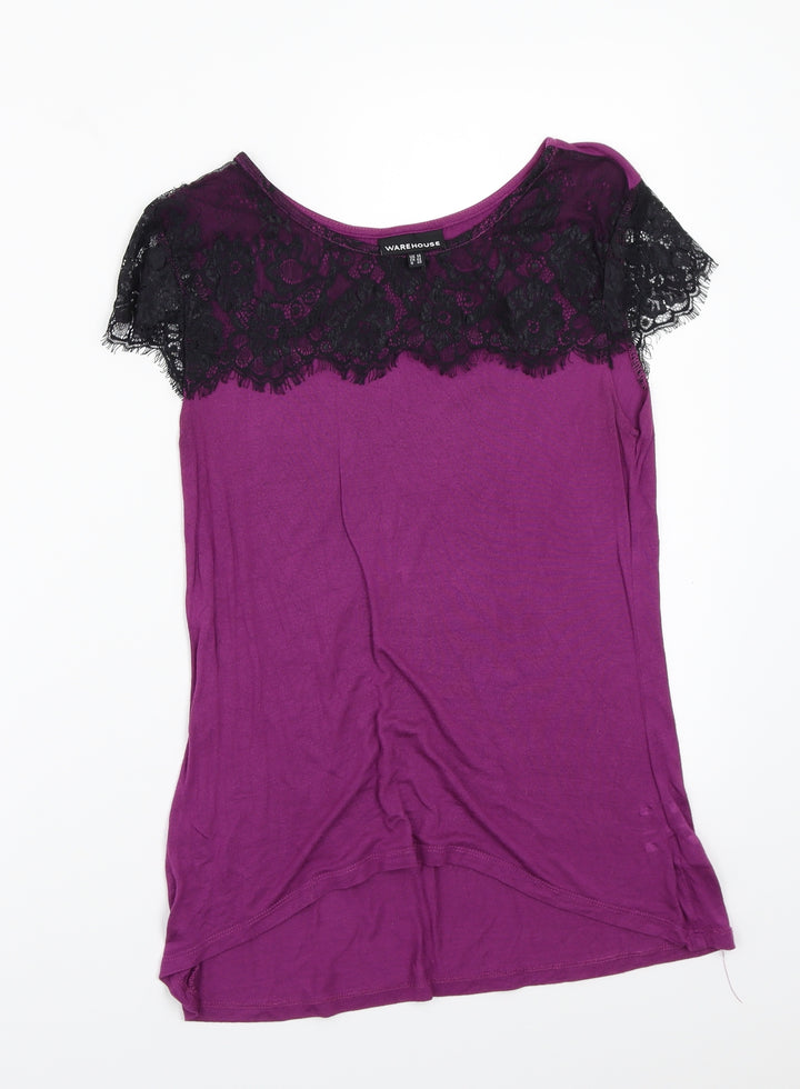 Warehouse Womens Purple Basic T-Shirt Size 14
