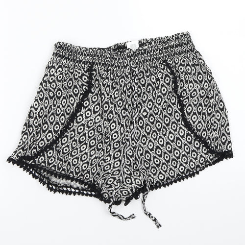 Primark Womens Black Geometric  Bermuda Shorts Size 8