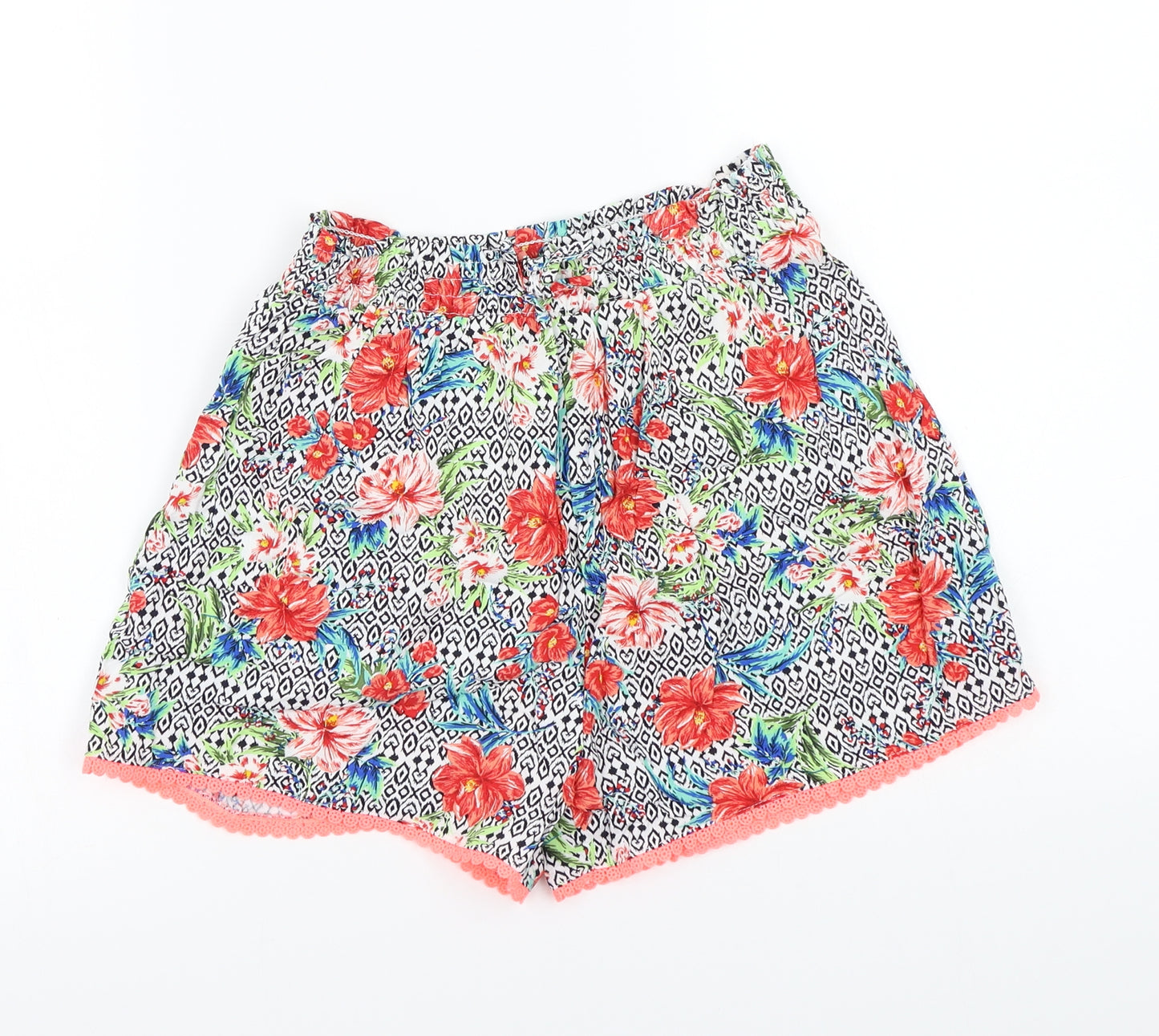 Primark Girls White Floral  Bermuda Shorts Size 14 Years