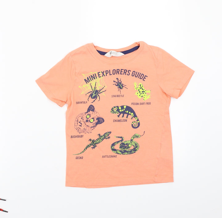 H&M Boys Orange Basic T-Shirt Size 5 Years
