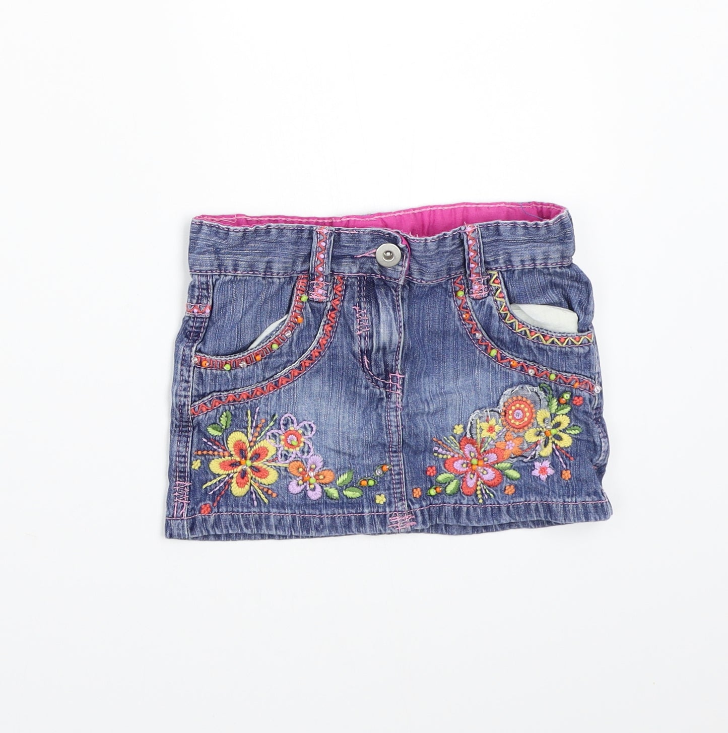 TU Girls Blue Floral  A-Line Skirt Size 3 Years