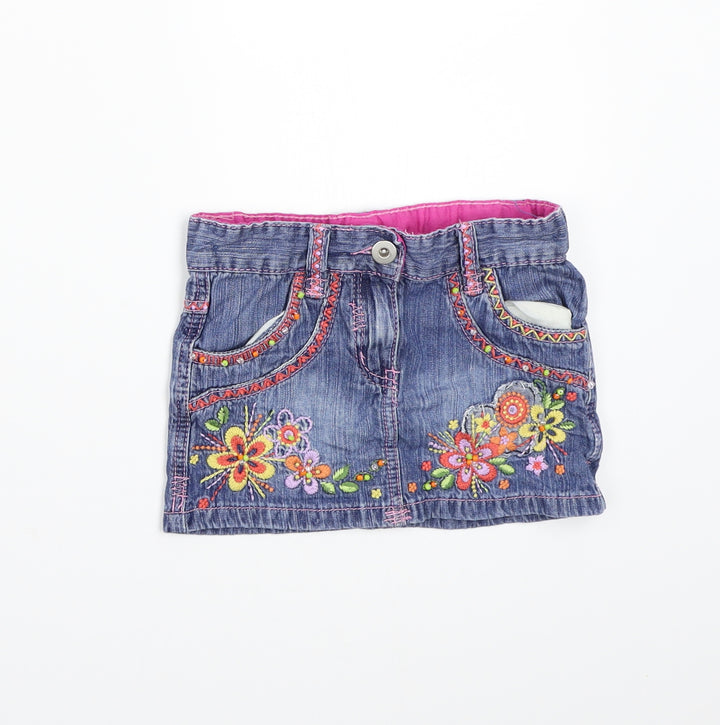 TU Girls Blue Floral  A-Line Skirt Size 3 Years