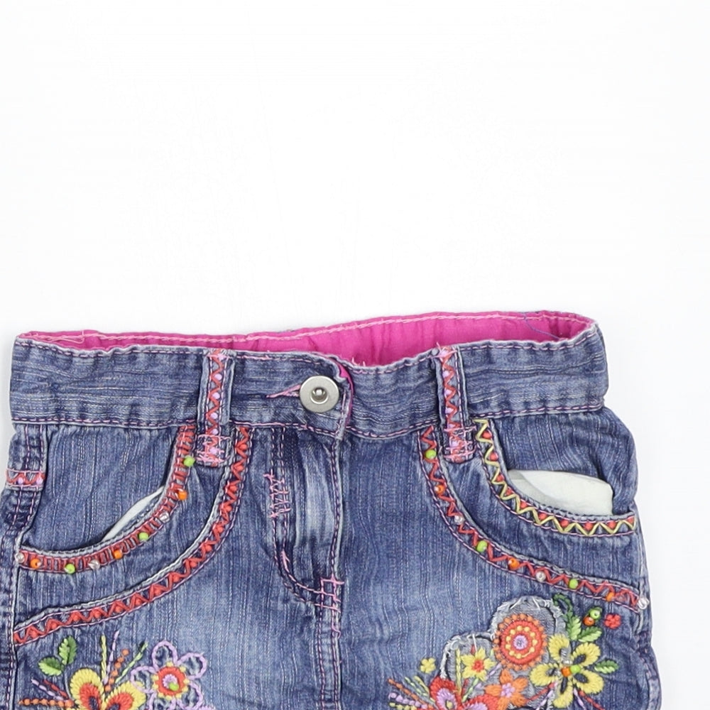 TU Girls Blue Floral  A-Line Skirt Size 3 Years