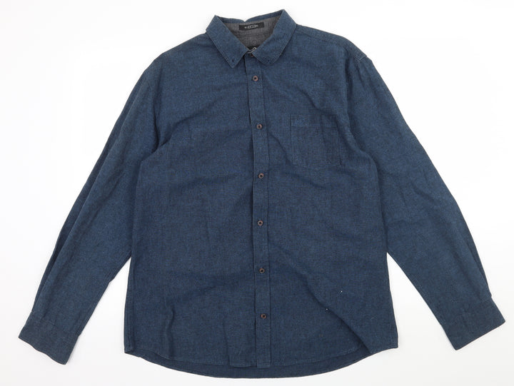 Rhino Mens Blue Button-Up Size XL