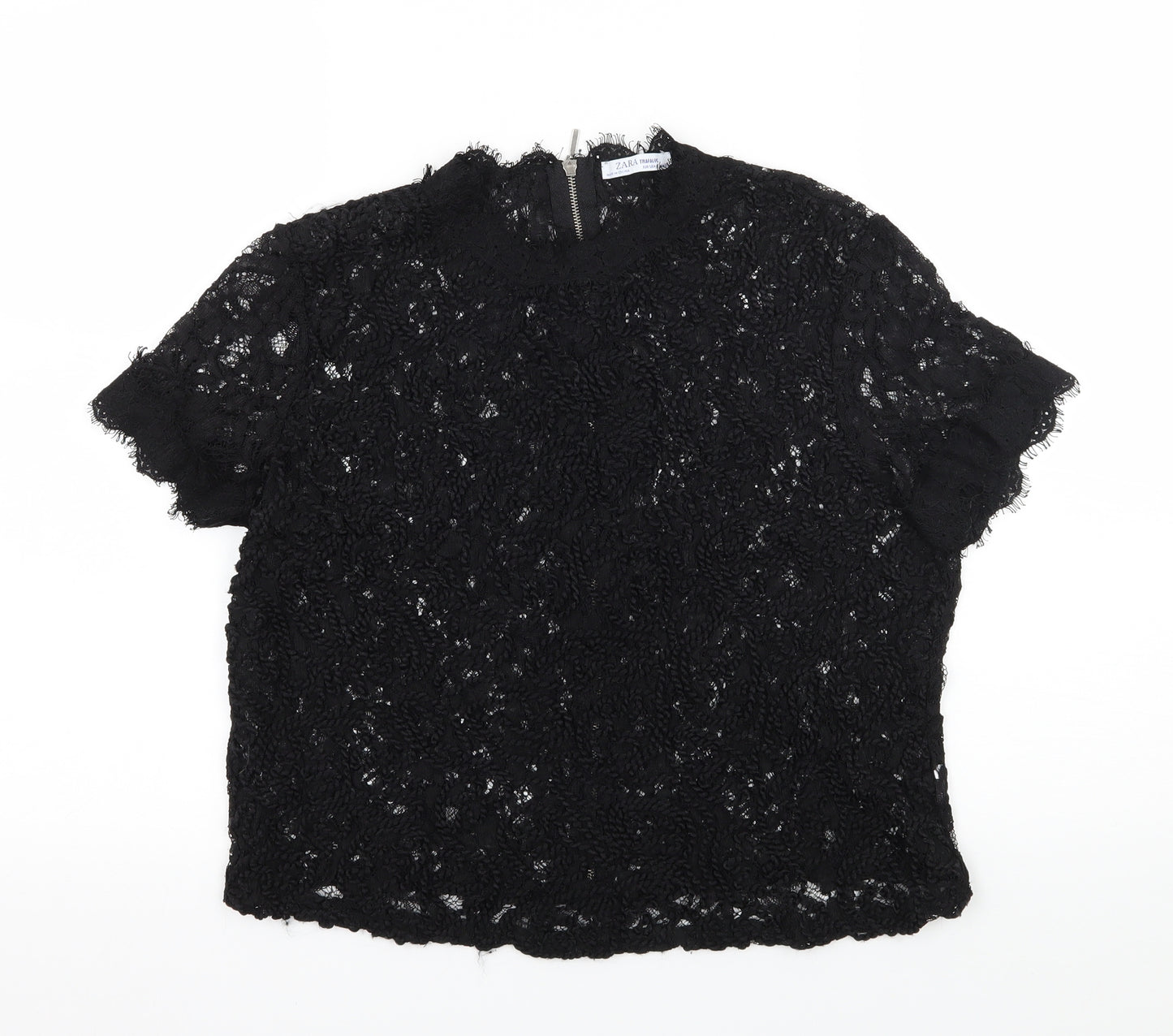 Zara Womens Black  Lace Basic Blouse Size L