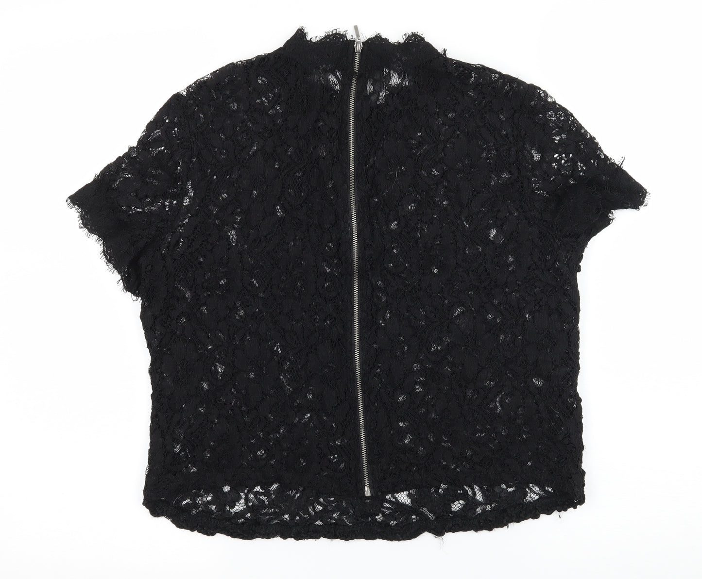 Zara Womens Black  Lace Basic Blouse Size L