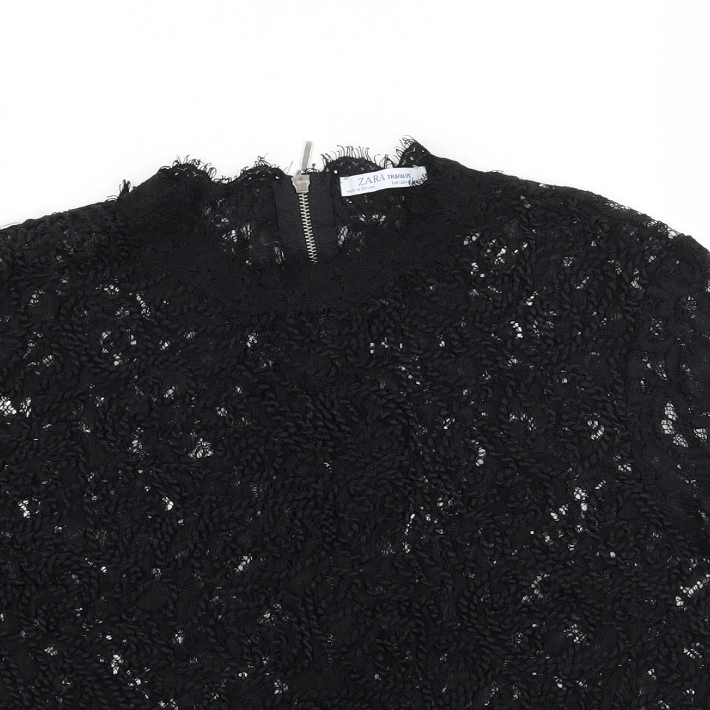 Zara Womens Black  Lace Basic Blouse Size L