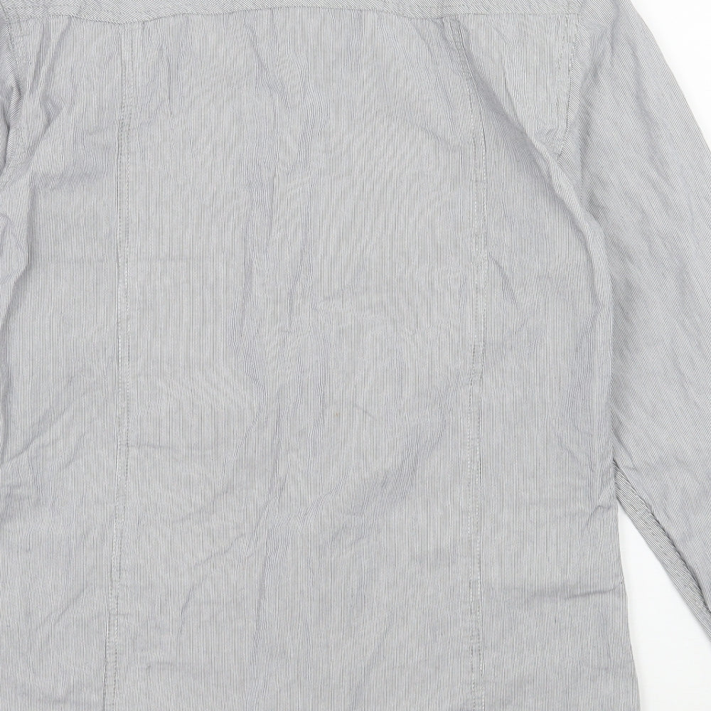 Crafted Mens Grey Striped   Button-Up Size M
