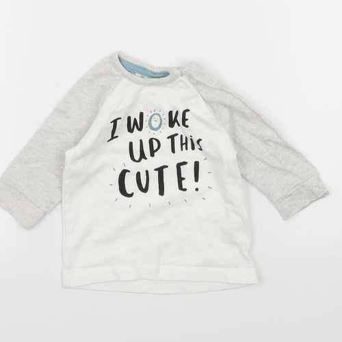 George Baby White  Jersey Basic T-Shirt Size 0-3 Months  - I Woke up Like this