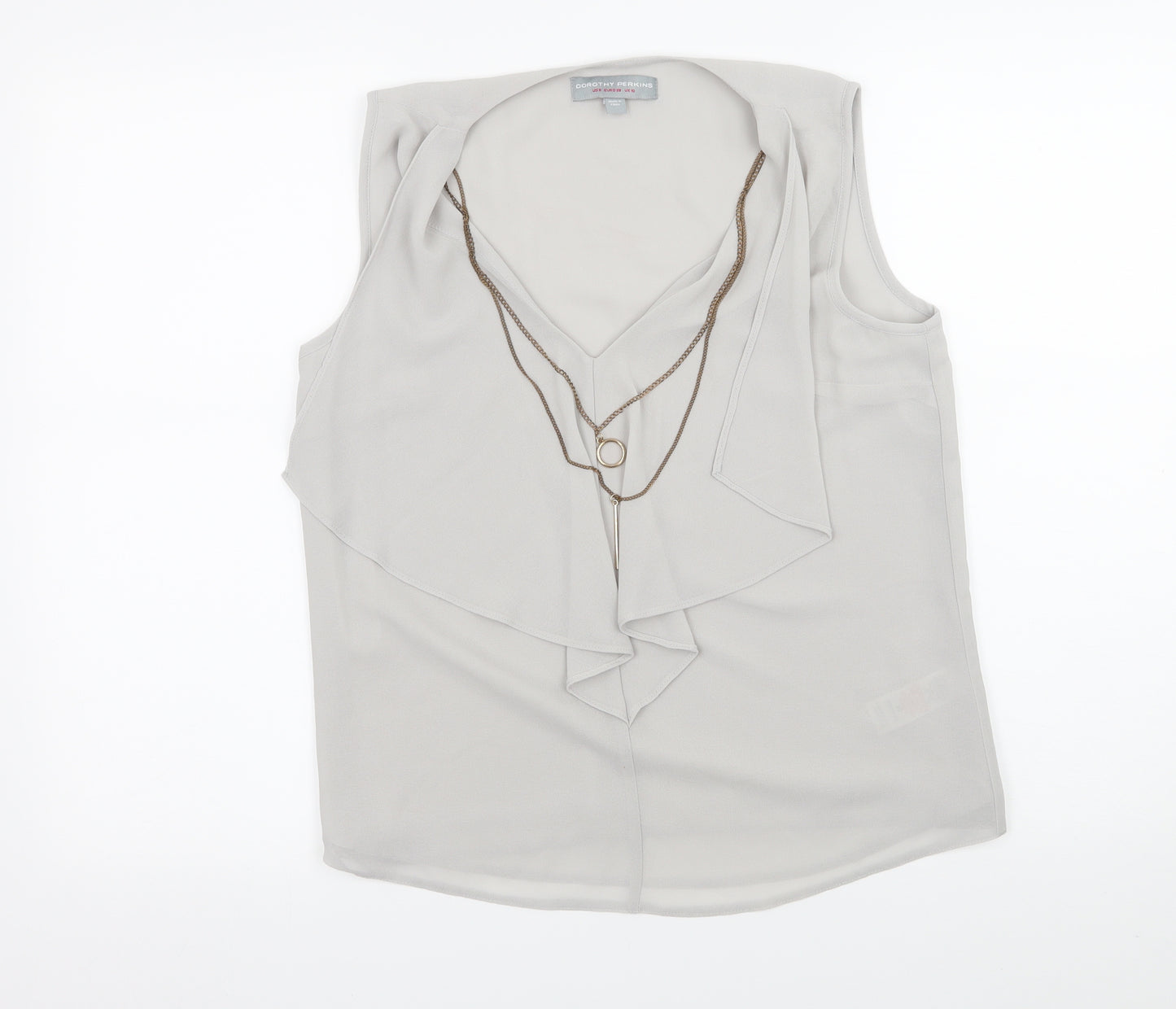 Dorothy Perkins Womens Grey   Basic Tank Size 10  - Chain Detail