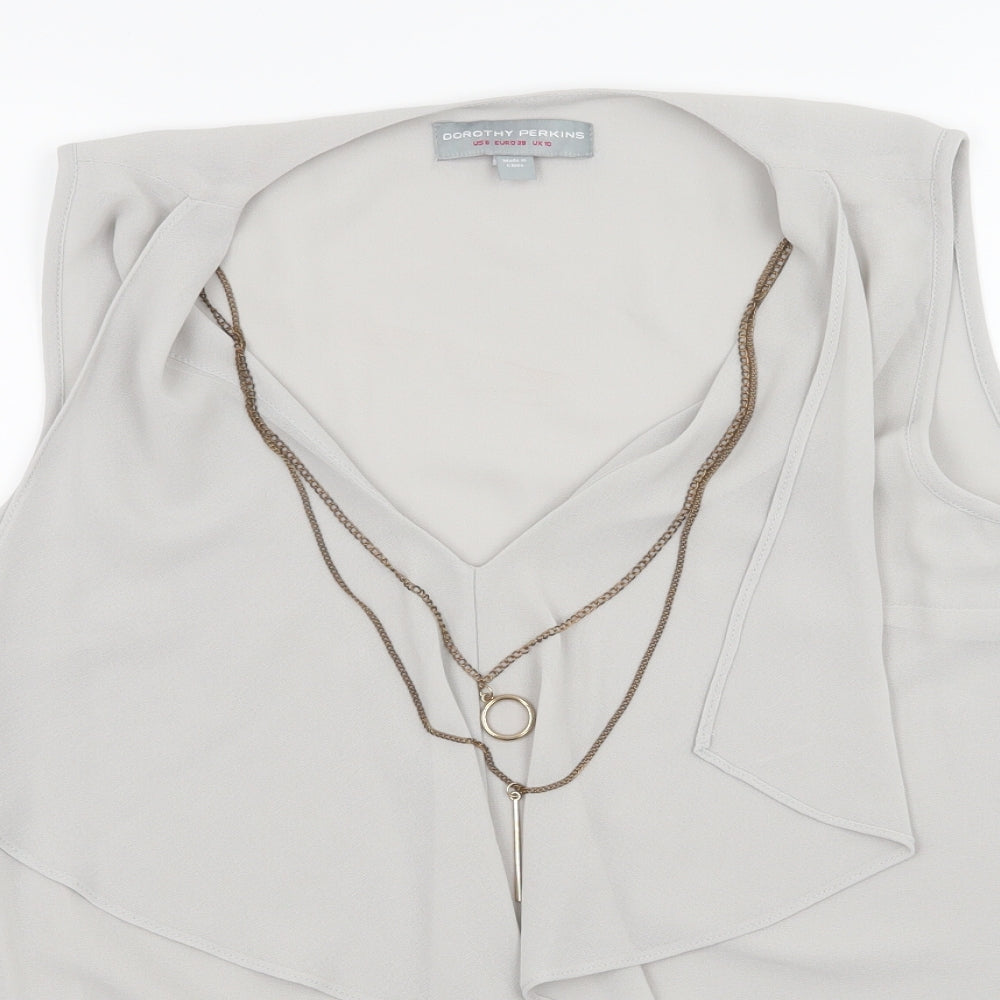 Dorothy Perkins Womens Grey   Basic Tank Size 10  - Chain Detail