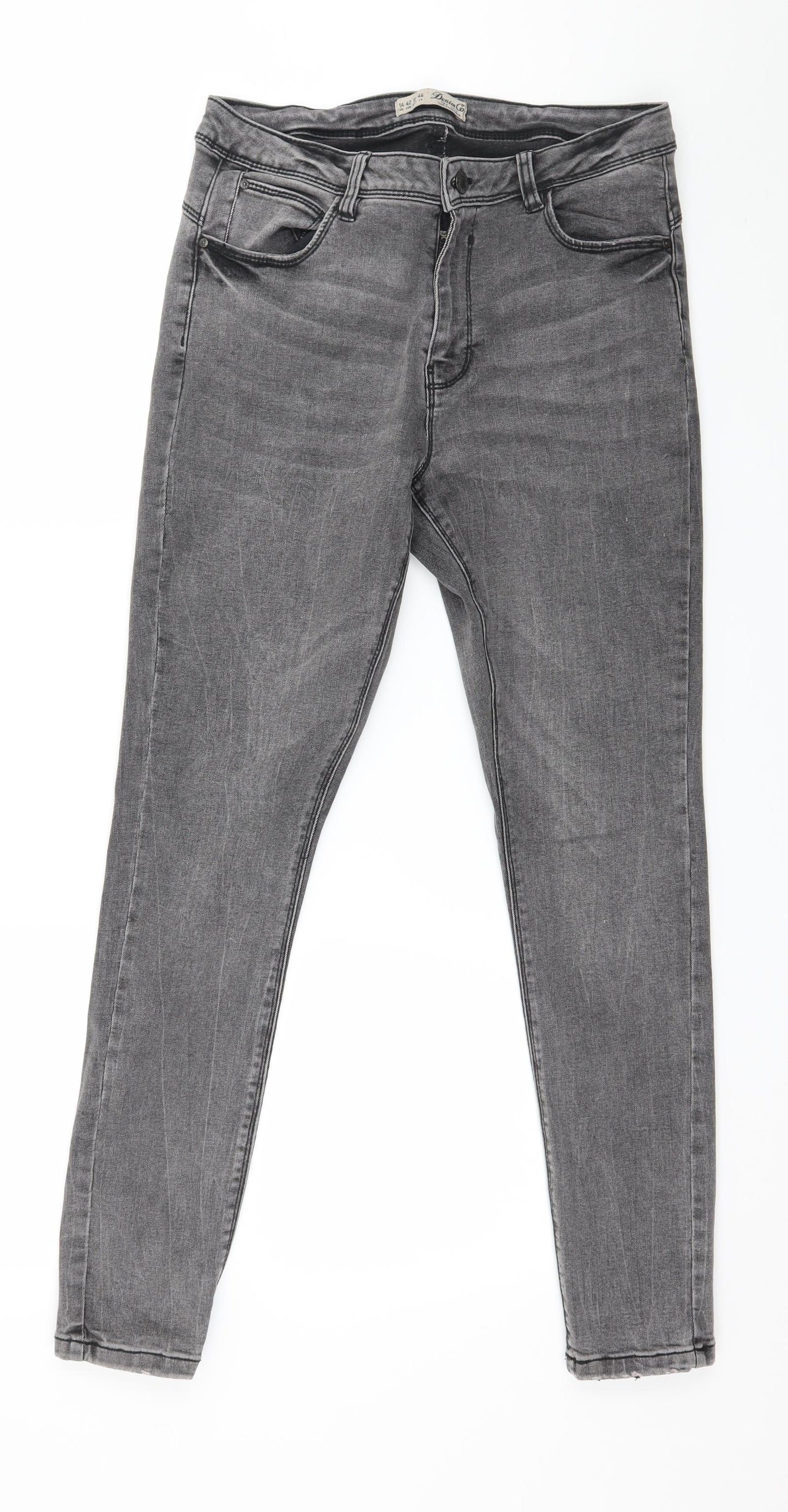 Denim & Co. Womens Grey  Denim Skinny Jeans Size 14 L27 in