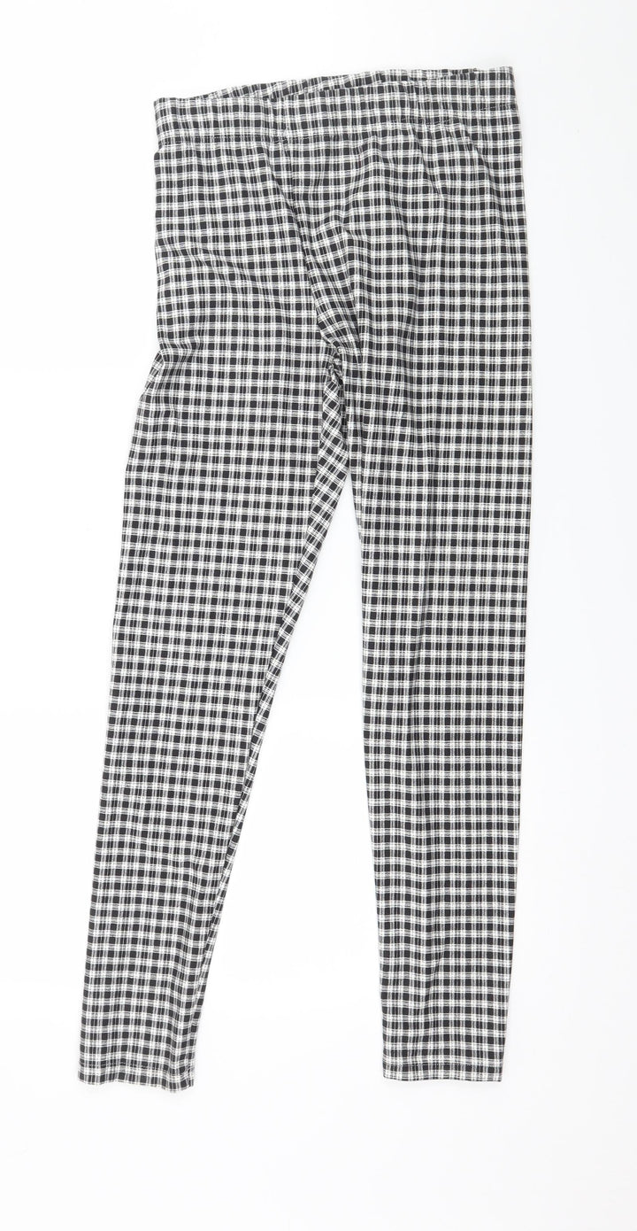 Topship Womens Black Check Jersey Capri Leggings Size 10 L27 in