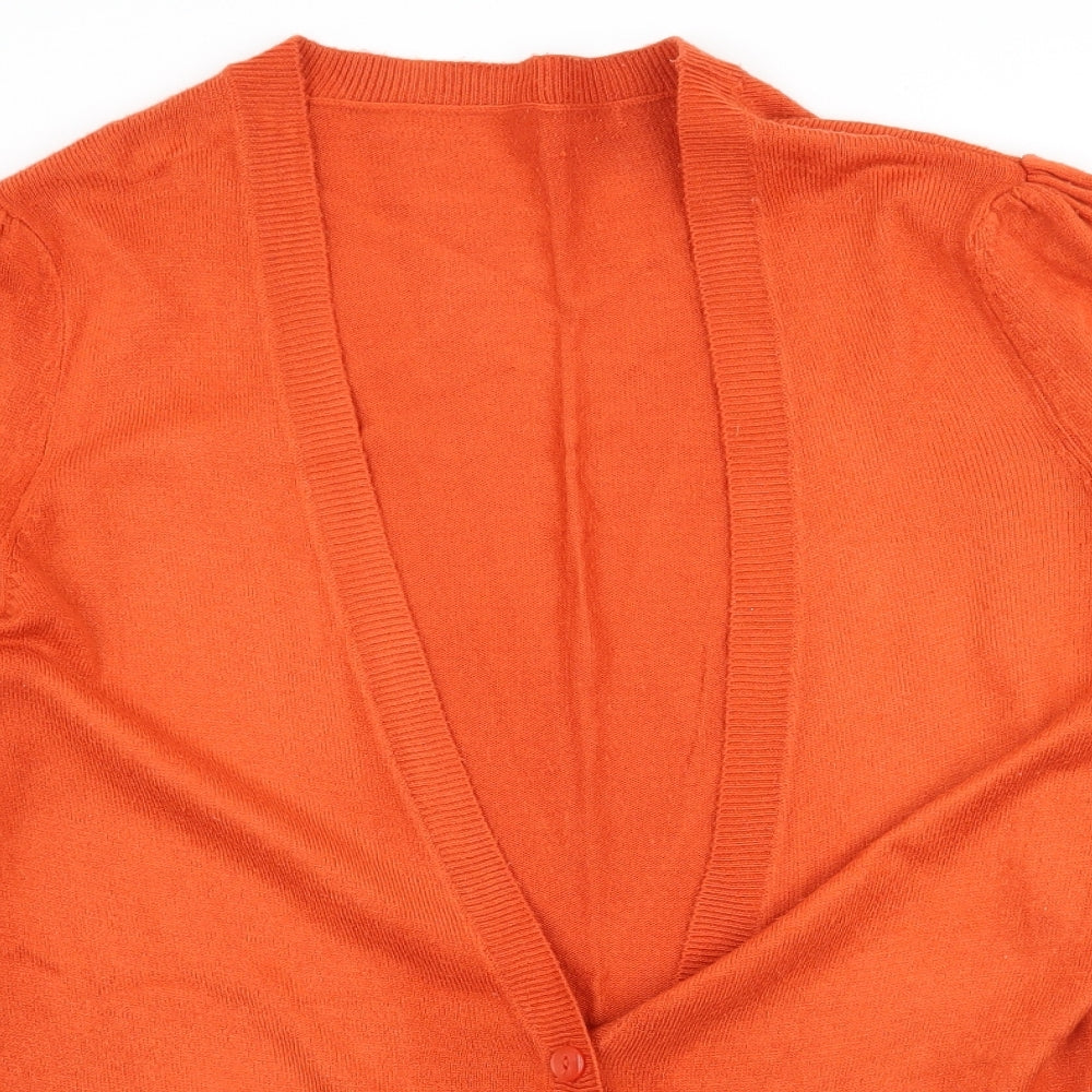 George Womens Orange  Knit Cardigan Jumper Size 16