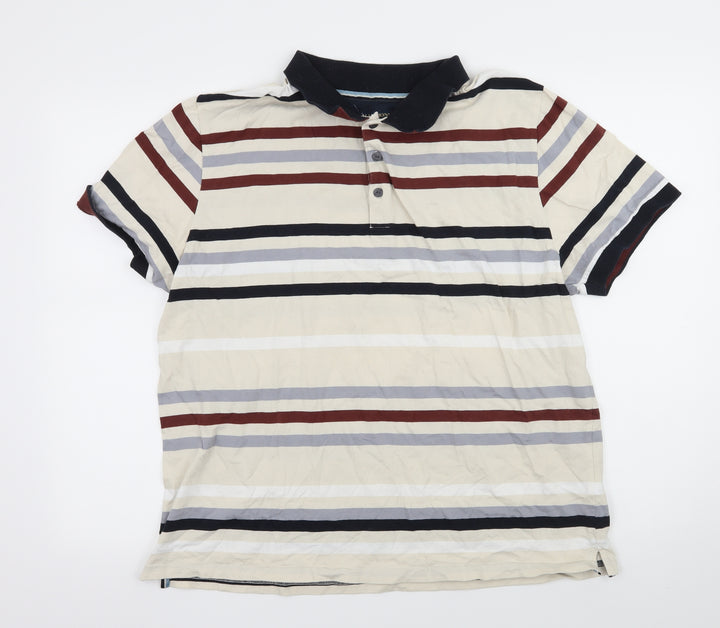 Hammond Mens Ivory Striped Jersey T-Shirt Size XL
