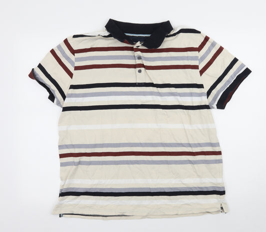 Front view of Hammond men’s ivory striped jersey t-shirt, size XL