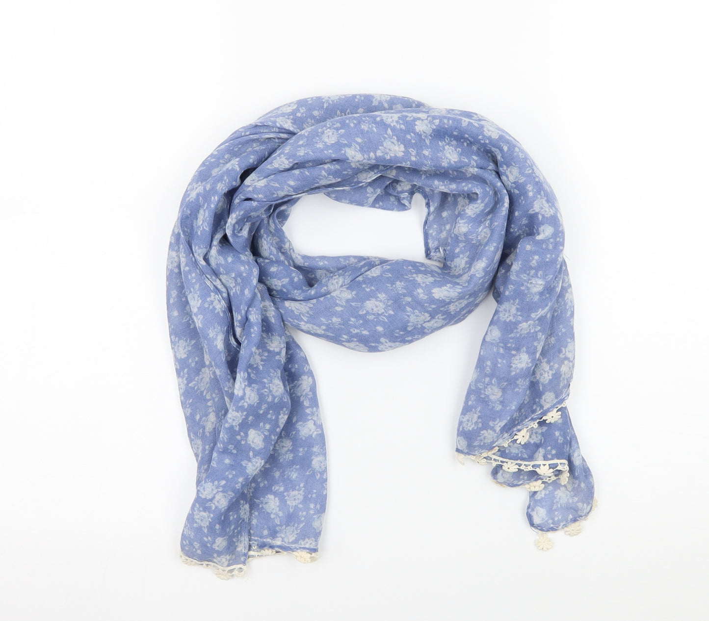 Preworn Womens Blue Floral   Scarf