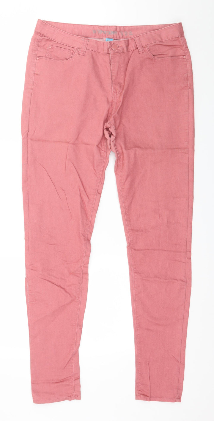 Denim & Co. Womens Pink Denim Skinny Jeans Size 12 L30 in