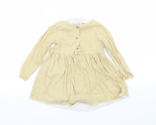 Front view of Next Baby Yellow Jersey Basic T-Shirt, size 12-18, Months