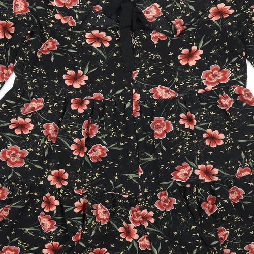 New Look Womens Black Floral  Playsuit One-Piece Size 10 L4 in