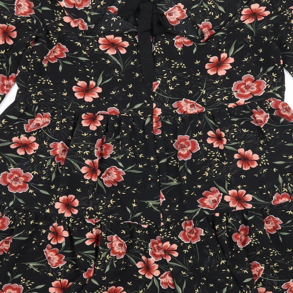 New Look Womens Black Floral  Playsuit One-Piece Size 10 L4 in