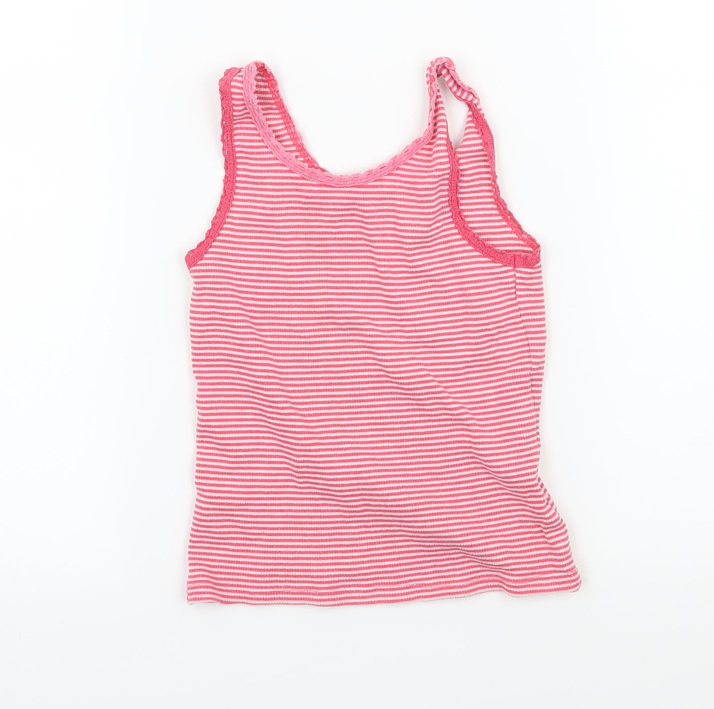 Matalan Girls Pink Striped Jersey Basic Tank Size 4-5 Years