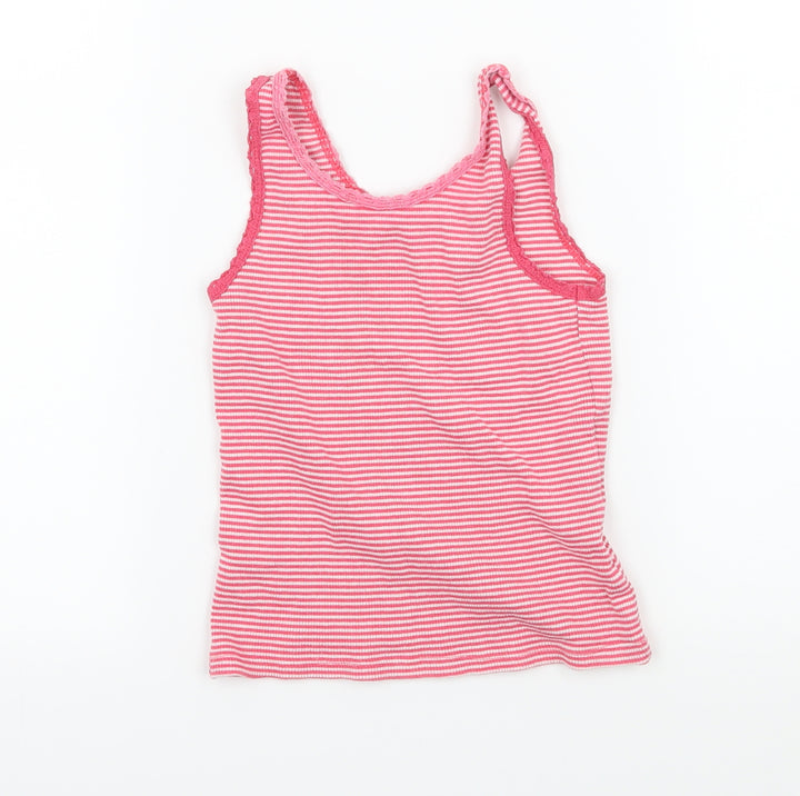 Matalan Girls Pink Striped Jersey Basic Tank Size 4-5 Years