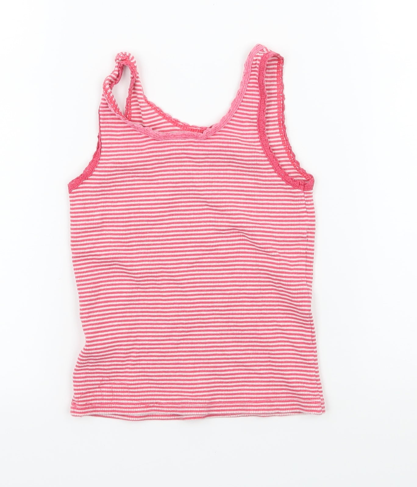 Matalan Girls Pink Striped Jersey Basic Tank Size 4-5 Years
