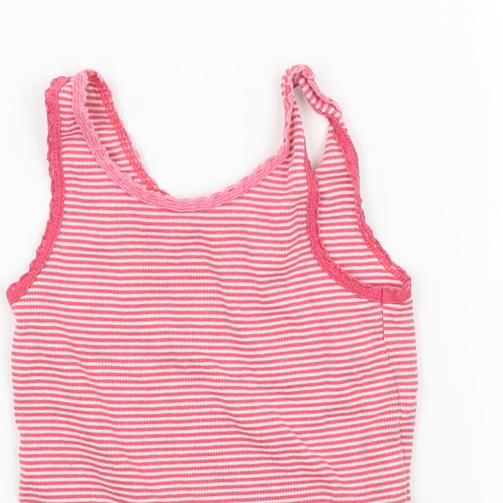 Matalan Girls Pink Striped Jersey Basic Tank Size 4-5 Years