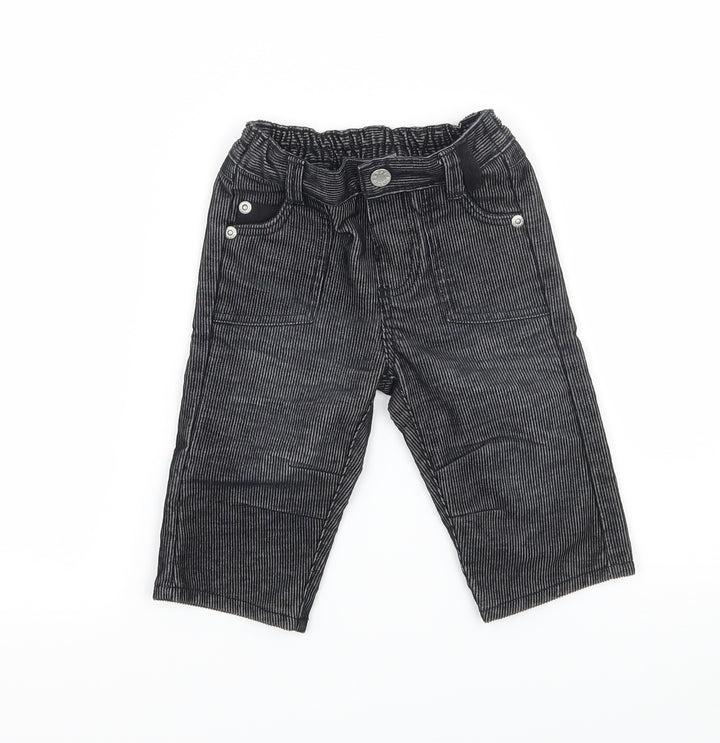 Mothercare Boys Grey Striped Denim Cargo Trousers Size 3-6 Months