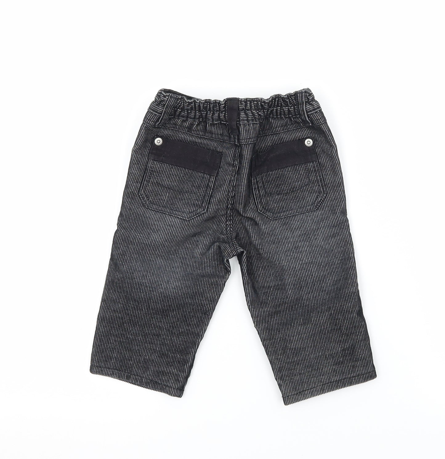 Mothercare Boys Grey Striped Denim Cargo Trousers Size 3-6 Months