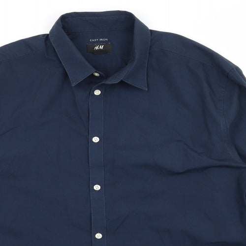 H&M Mens Blue    Button-Up Size XL