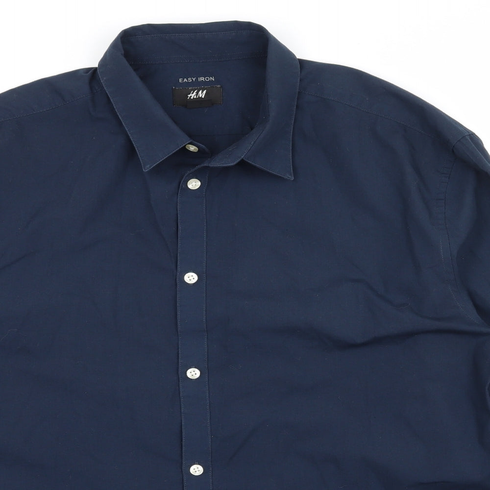 H&M Mens Blue    Button-Up Size XL